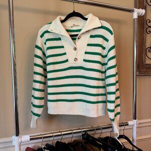 Sezane Kyam Jumper Ecru / Green - Size M